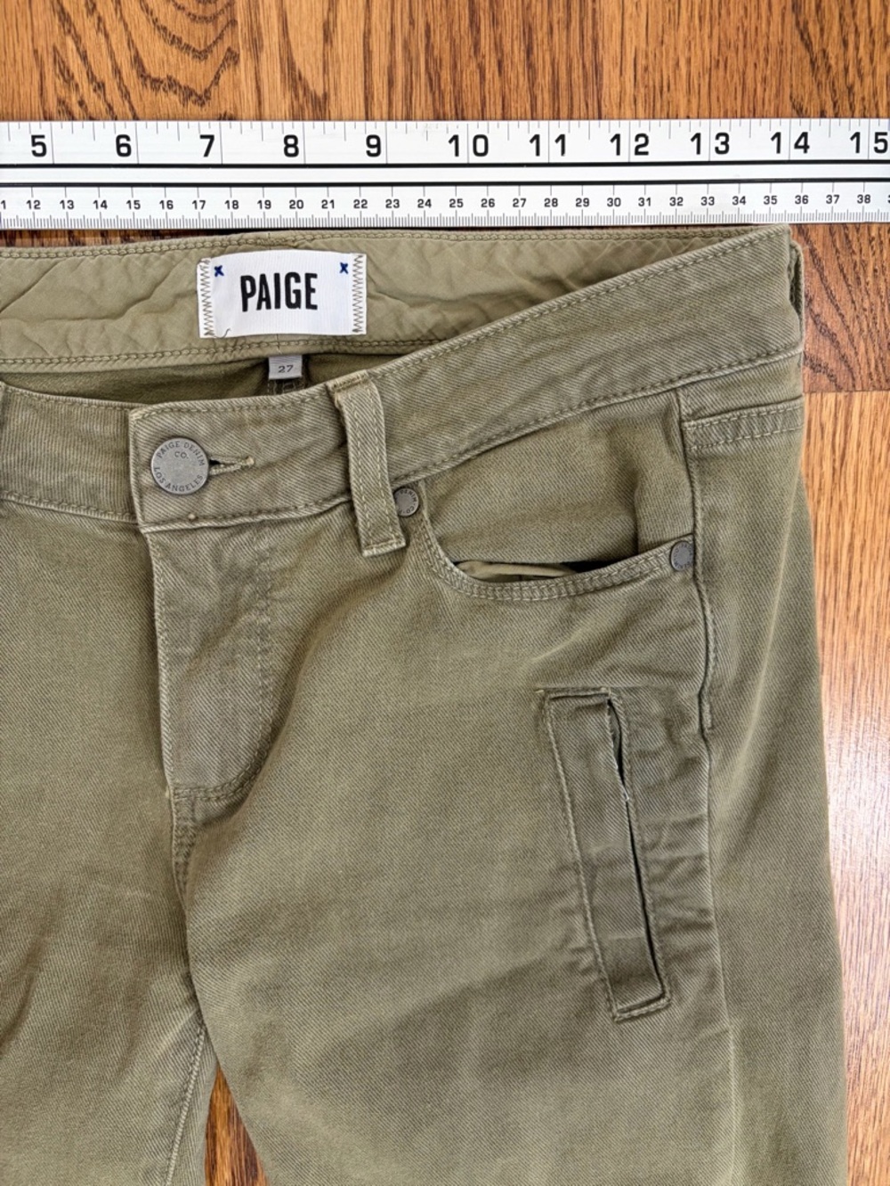 PAIGE Denim Marley Skinny Moto Jean in Fatigue Green (27) - Picture 4 of 10